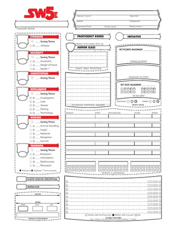 First page of Character sheet
